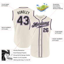 Load image into Gallery viewer, Custom Cream Black-Purple Authentic Sleeveless Baseball Jersey

