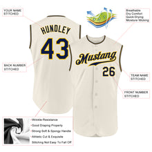 Load image into Gallery viewer, Custom Cream Navy-Gold Authentic Sleeveless Baseball Jersey
