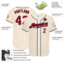 Load image into Gallery viewer, Custom Cream Red Pinstripe Red-Navy Authentic Baseball Jersey
