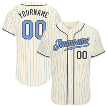 Load image into Gallery viewer, Custom Cream Light Blue Pinstripe Light Blue-Steel Gray Authentic Father&#39;s Day Baseball Jersey
