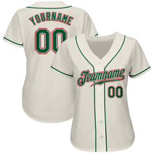 Load image into Gallery viewer, Custom Cream Kelly Green-Red Authentic Baseball Jersey
