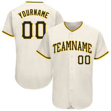 Load image into Gallery viewer, Custom Cream Black-Gold Authentic Baseball Jersey

