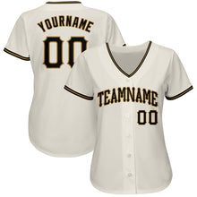 Load image into Gallery viewer, Custom Cream Black-Old Gold Authentic Baseball Jersey
