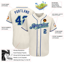 Load image into Gallery viewer, Custom Cream Royal-Kelly Green Authentic Baseball Jersey
