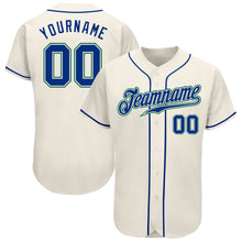 Load image into Gallery viewer, Custom Cream Royal-Kelly Green Authentic Baseball Jersey
