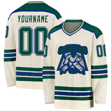 Load image into Gallery viewer, Custom Cream Green-Royal Hockey Jersey
