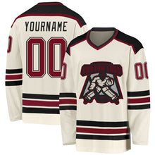 Load image into Gallery viewer, Custom Cream Crimson-Black Hockey Jersey
