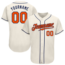 Load image into Gallery viewer, Custom Cream Orange-Navy Authentic Baseball Jersey
