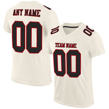 Load image into Gallery viewer, Custom Cream Black-Red Mesh Authentic Football Jersey
