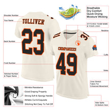 Load image into Gallery viewer, Custom Cream Black-Orange Mesh Authentic Football Jersey
