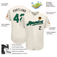 Load image into Gallery viewer, Custom Cream Kelly Green-Black Authentic Baseball Jersey
