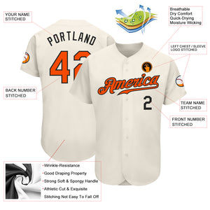 Custom Cream Orange-Black Authentic Baseball Jersey