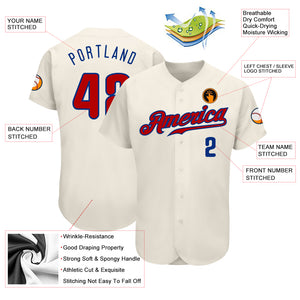 Custom Cream Red-Royal Authentic Baseball Jersey