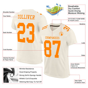 Custom Cream Bay Orange Mesh Authentic Football Jersey