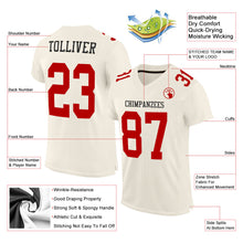 Load image into Gallery viewer, Custom Cream Red Mesh Authentic Football Jersey
