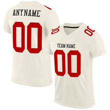 Load image into Gallery viewer, Custom Cream Red Mesh Authentic Football Jersey

