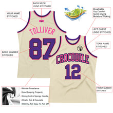 Load image into Gallery viewer, Custom Cream Purple Black-Pink Authentic Throwback Basketball Jersey
