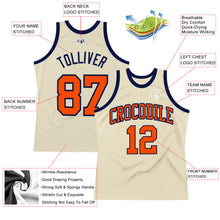 Load image into Gallery viewer, Custom Cream Orange-Navy Authentic Throwback Basketball Jersey
