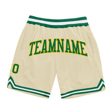Load image into Gallery viewer, Custom Cream Kelly Green-Gold Authentic Throwback Basketball Shorts
