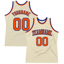 Load image into Gallery viewer, Custom Cream Orange-Royal Authentic Throwback Basketball Jersey
