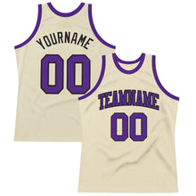 Load image into Gallery viewer, Custom Cream Purple-Black Authentic Throwback Basketball Jersey
