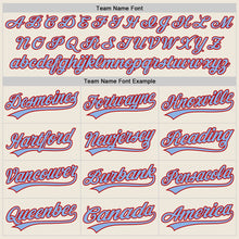 Load image into Gallery viewer, Custom Cream Light Blue-Red Authentic Baseball Jersey
