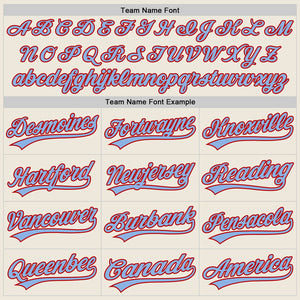 Custom Cream Light Blue-Red Authentic Baseball Jersey