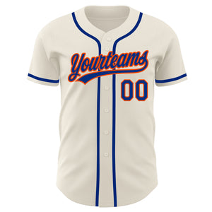 Custom Cream Royal-Orange Authentic Baseball Jersey