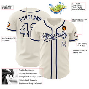 Custom Cream Cream-Navy Authentic Baseball Jersey