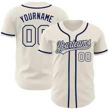 Load image into Gallery viewer, Custom Cream Cream-Navy Authentic Baseball Jersey
