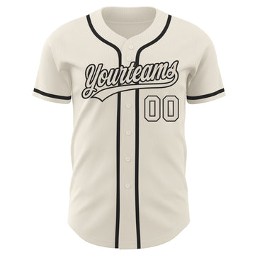 Custom Cream Cream-Black Authentic Baseball Jersey