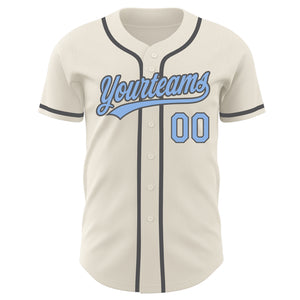 Custom Cream Light Blue-Steel Gray Authentic Baseball Jersey