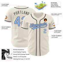 Load image into Gallery viewer, Custom Cream Light Blue-Steel Gray Authentic Baseball Jersey
