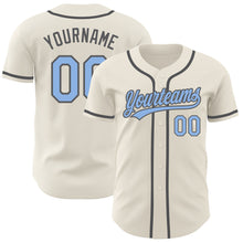 Load image into Gallery viewer, Custom Cream Light Blue-Steel Gray Authentic Baseball Jersey
