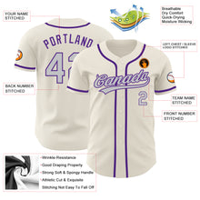 Load image into Gallery viewer, Custom Cream Gray-Purple Authentic Baseball Jersey
