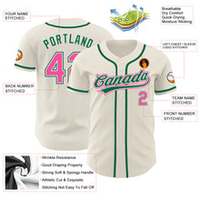 Load image into Gallery viewer, Custom Cream Pink-Kelly Green Authentic Baseball Jersey
