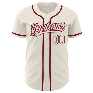 Custom Cream Cream-Crimson Authentic Baseball Jersey