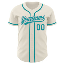 Load image into Gallery viewer, Custom Cream Teal-Gray Authentic Baseball Jersey
