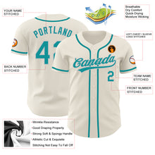 Load image into Gallery viewer, Custom Cream Teal-Gray Authentic Baseball Jersey
