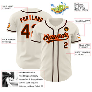 Custom Cream Brown-Orange Authentic Baseball Jersey