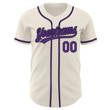 Load image into Gallery viewer, Custom Cream Purple-Black Authentic Baseball Jersey
