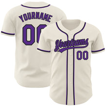 Load image into Gallery viewer, Custom Cream Purple-Black Authentic Baseball Jersey
