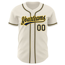 Load image into Gallery viewer, Custom Cream Navy-Gold Authentic Baseball Jersey
