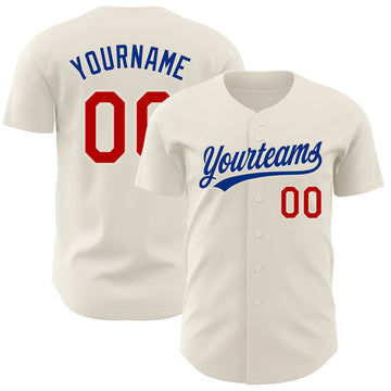 Custom Cream Red-Royal Authentic Baseball Jersey