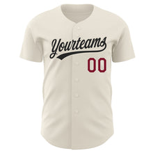Load image into Gallery viewer, Custom Cream Crimson-Black Authentic Baseball Jersey
