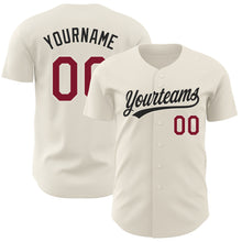 Load image into Gallery viewer, Custom Cream Crimson-Black Authentic Baseball Jersey
