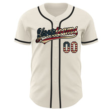 Load image into Gallery viewer, Custom Cream Vintage USA Flag-Black Authentic Baseball Jersey
