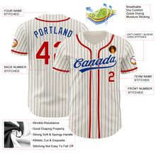 Load image into Gallery viewer, Custom Cream Royal Pinstripe Red Authentic Baseball Jersey
