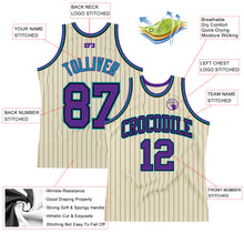 Load image into Gallery viewer, Custom Cream Black Pinstripe Purple-Teal Authentic Basketball Jersey

