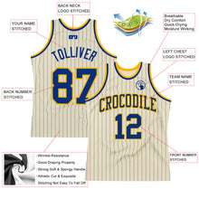 Load image into Gallery viewer, Custom Cream Royal Pinstripe Royal-Gold Authentic Basketball Jersey
